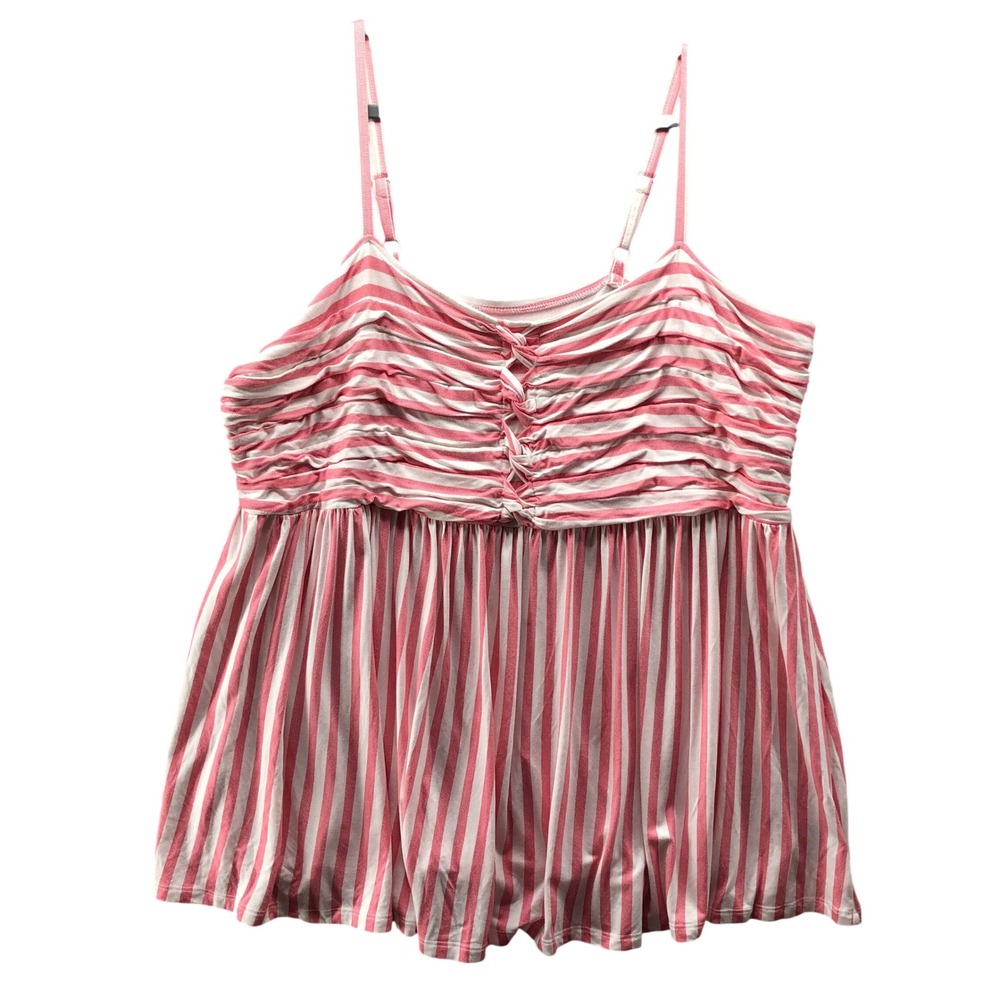 Torrid Super Soft Babydoll Cami Top Womens 4X Pink White Striped Jersey Knit